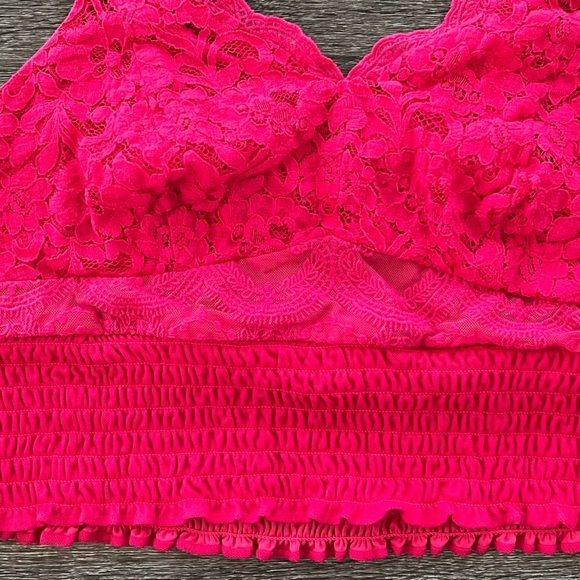 Torrid Vibrant Pink Lace Crop Top | Size 0/Large - Picture 4 of 8